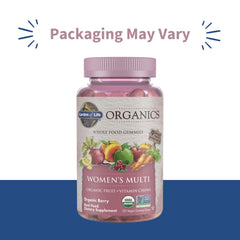 Close-up of Garden of Life Organics Women’s Multi Berry gummies.