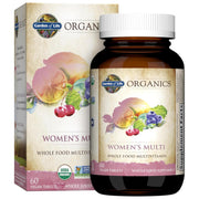 Garden of Life Organics Women's Multi bottle front shows vegan daily energy support.