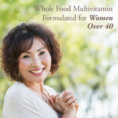 Garden of Life Organics Women 40+ bottle features black cohosh and turmeric for hormone support.