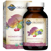 Garden of Life Organics Women 40+ bottle cap shows the organic seal for daily wellness.