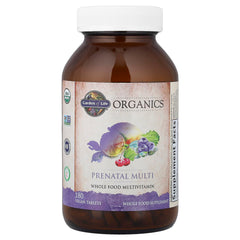 Garden of Life Organics Womens Prenatal with ginger peppermint blend for nausea relief.