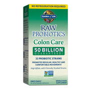 Garden of Life Probiotics Colon Care bottle pour highlighting daily digestive support