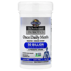 Garden of Life Probiotics for Men bottle with box indicating shelf stable formula