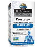 Garden of Life Prostate+ bottle front highlighting probiotic support for prostate health.