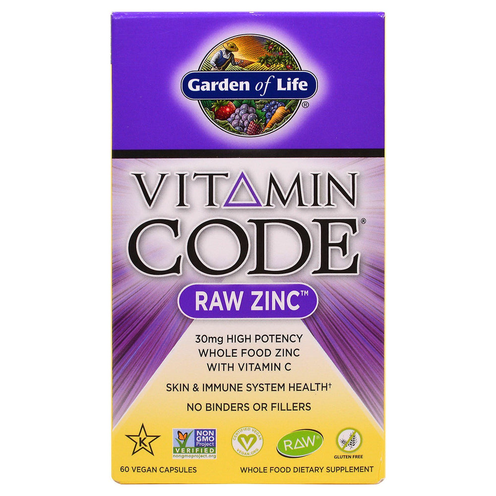 Garden of Life Vitamin Code Raw Zinc 60 veggie caps for everyday immune support and vegan use