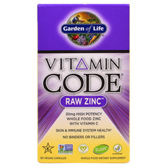 Garden of Life Vitamin Code Raw Zinc 60 veggie caps for everyday immune support and vegan use