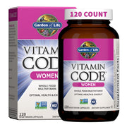 Garden of Life Vitamin Code Women bottle cap close-up highlights whole-food nutrients for daily energy support