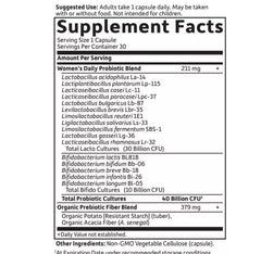 Garden of Life Women's Daily Probiotics label close-up highlighting eight strains
