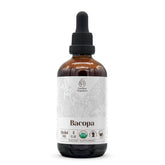 Garden Organics Bacopa bottle label highlights organic tincture for cognitive clarity