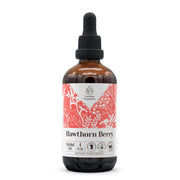Garden Organics Hawthorn Berry Tincture bottle highlights pure, alcohol-free formula for daily wellness.