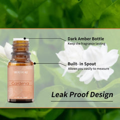 BURIBURI Gardenia essential oil blends with citrus and spice for versatile use.