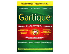 Garlique 60-tablets bottle front view for easy daily intake.