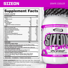 Gaspari SizeOn label closeup highlights advanced intra-workout formula
