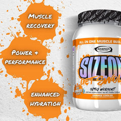 Gaspari SizeOn orange cooler glass highlights mix ready-to-drink during sessions.