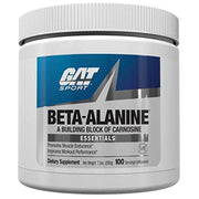 GAT SPORT Beta Alanine Powder bottle close-up, unflavored formula for endurance.