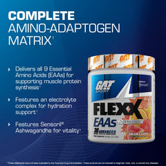 GAT SPORT Flexx EAAs pour shot demonstrates quick mixing for post-workout hydration