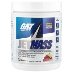 GAT SPORT JetMass bottle pouring strawberry lemonade for quick pre-workout fueling