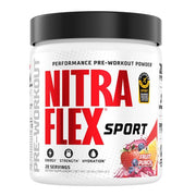 GAT SPORT Nitraflex Fruit Punch bottle, ready for clean pre-workout fueling.