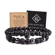 GDLKPYHS black obsidian bracelet for daily wear with triple protection energy.