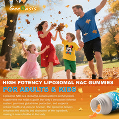 Geeoasis NAC Gummies label detail highlights serving size and vegan ingredients