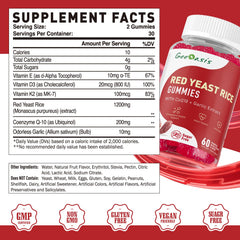 Geeoasis red yeast rice gummies pouch showing mixed berry flavor for easy daily use