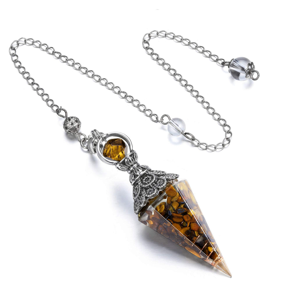 GEHECRST tiger eye pendulum hexagonal tip ideal for divination and balance