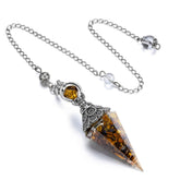 GEHECRST tiger eye pendulum hexagonal tip ideal for divination and balance