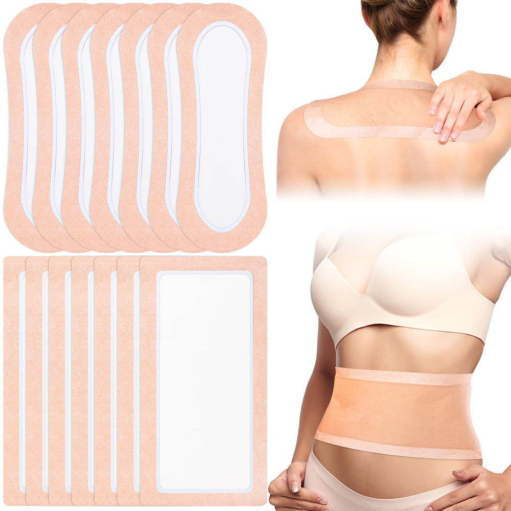 Geiserailie large castor oil wrap patch on back for soothing relief and comfortable wear.
