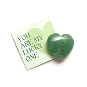 Gemanifest Green Aventurine Heart Crystal close-up for luck and growth