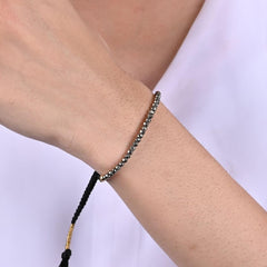 GEMPIRES adjustable pull-string pyrite bracelet shows customizable fit and ease