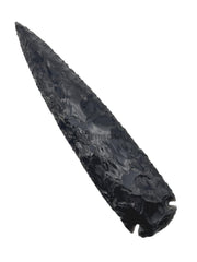 GEMSCITE Black Obsidian arrowhead side angle highlighting natural texture