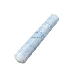 GEMSCITE Blue Celestite wand closeup shows natural color bands for energy work.