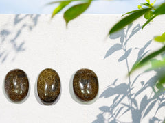 GEMSCITE Bronzite palm stone ideal for meditation and calm focus.