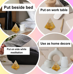 GEMSCITE Citrine Orgonite Pyramid highlighting citrine crystal point