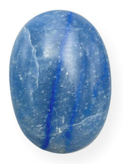 Gemscite Dumortierite palm stone closeup highlighting natural texture for calm touch