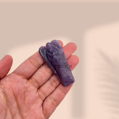 GEMSCITE guardian angel measures 2 inches, perfect for compact crystal displays.