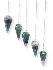GEMSCITE pendulums show 40 mm size with chain and clear quartz bead detail