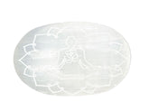 GEMSCITE Selenite Buddha Engraved palm stone held for calm focus during meditation