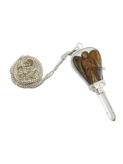 Silver plated chain on two guardian angel pendants, ready to wear
