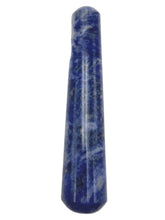 GEMSCITE Sodalite wand front view shows smooth tip for grounding and chakra work.