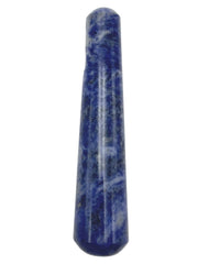 GEMSCITE Sodalite wand front view shows smooth tip for grounding and chakra work.