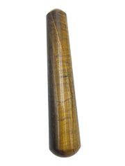 GEMSCITE Tiger Eye Massage Wand with rounded tip supports chakra focus during meditation.