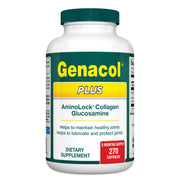 Genacol glucosamine and collagen bottle front signals joint support for daily activity.