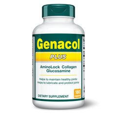 Genacol Plus bottle front shows joint support for daily mobility.