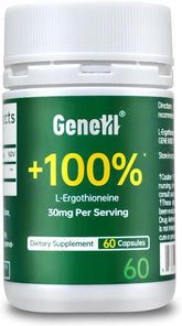 GENEIII L-Ergothioneine bottle and capsules support immune health and vitality.