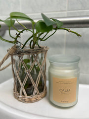 Generic Calm Balance candle wax detail on smooth surface with clean burn