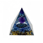 Generic Orgone Pyramid with amethyst and obsidian front view enhances calm and focus