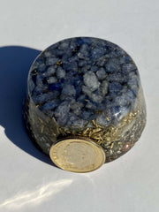 Generic orgonite ingredients close-up highlights quartz and metals for visual interest