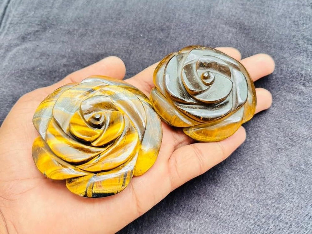 Generic Tiger Eye Crystal Rose 50-60mm as an elegant home decor centerpiece