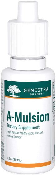 Genestra A-Mulsion citrus bottle highlighting vitamin A liquid for immune support and skin health
